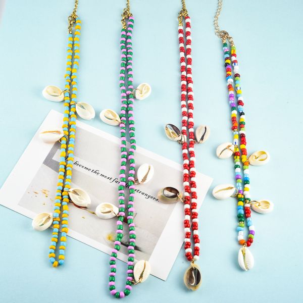 bohemia colorful beaded necklace shell pendant beach short collar clavicle new fashion jewelry for women, Silver
bohemia colorful beaded necklace shell pendant beach short collar clavicle new fashion jewelry for women, Silver