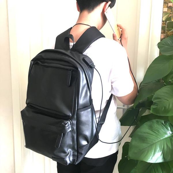 backpack casual solid color computer stylish with usb convenient interface men's pu leather schoolbag
backpack casual solid color computer stylish with usb convenient interface men's pu leather schoolbag