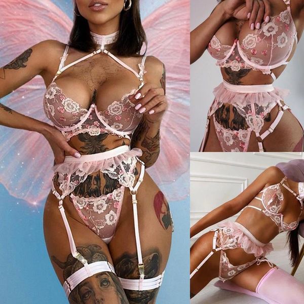 women's panties flower embroidery lingerie set women transparent bra thong garter porno printed underwear lenceria eroticos mujer, Black;pink
women's panties flower embroidery lingerie set women transparent bra thong garter porno printed underwear lenceria eroticos mujer, Black;pink