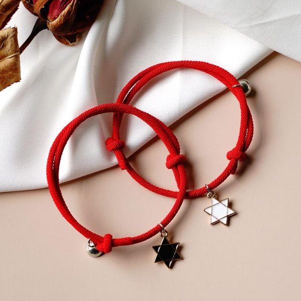 link, chain black and white six pointed star milan rope couple bracelet a pair of sucking hand student gift
link, chain black and white six pointed star milan rope couple bracelet a pair of sucking hand student gift