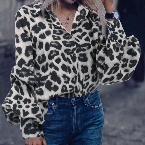 women's knits & tees women spring leopard print blouses shirt casual long sleeve loose autumn female polo collar office lady, White
women's knits & tees women spring leopard print blouses shirt casual long sleeve loose autumn female polo collar office lady, White