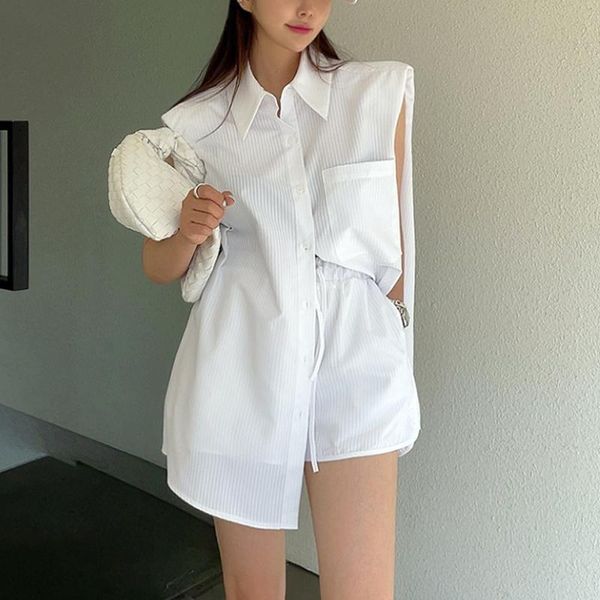 women's tracksuits minimalist ol striped shoulder padded vest boyfriend style shirt + casual pants suit, Gray
women's tracksuits minimalist ol striped shoulder padded vest boyfriend style shirt + casual pants suit, Gray