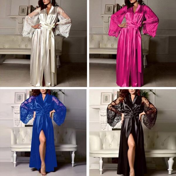 long kimono dress lace womens sleepwears bath robe lingerie gown ice silk nightdress solid color nightgown nightwear plus size, Black;red
long kimono dress lace womens sleepwears bath robe lingerie gown ice silk nightdress solid color nightgown nightwear plus size, Black;red
