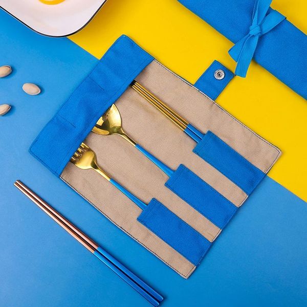 set dinnerware portable stainless steel spoon fork chopsticks travel cutlery tableware with bag
set dinnerware portable stainless steel spoon fork chopsticks travel cutlery tableware with bag