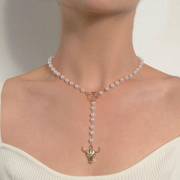 pendant necklaces ot buckle metal bull head necklace female temperament long tassel pearl fashion wedding fine jewelry gift, Silver
pendant necklaces ot buckle metal bull head necklace female temperament long tassel pearl fashion wedding fine jewelry gift, Silver