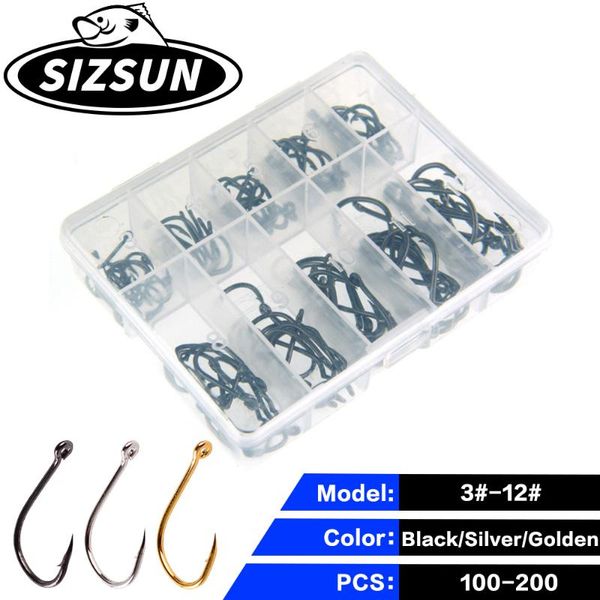 fishing hooks sizsun 200/100 pcs set box carbon steel single circle wide crank barbed carp fishhook for freshwater/saltwater
fishing hooks sizsun 200/100 pcs set box carbon steel single circle wide crank barbed carp fishhook for freshwater/saltwater