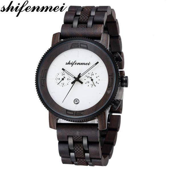 wristwatches shifenmei wooden watches mens 2021 military quartz watch men business chronograph sports clock male, Slivery;brown
wristwatches shifenmei wooden watches mens 2021 military quartz watch men business chronograph sports clock male, Slivery;brown
