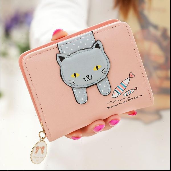 women cute cat wallet small zipper girl brand designed pu leather coin purse female card holder billetera, Red;black
women cute cat wallet small zipper girl brand designed pu leather coin purse female card holder billetera, Red;black