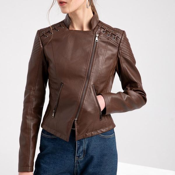 women's leather & faux autumn ladies motorcycle jackets women turn-down collar zipper slim moto biker jacket female 9 colors plus size, Black
women's leather & faux autumn ladies motorcycle jackets women turn-down collar zipper slim moto biker jacket female 9 colors plus size, Black