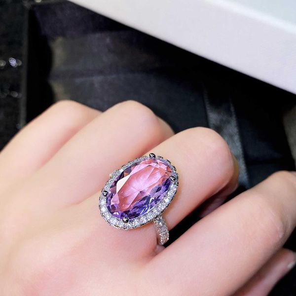 luxury purple crystal oval rings with shiny small zircon fashion dainty s925 jewelry for women wedding engagement statement gift, Slivery;golden 
luxury purple crystal oval rings with shiny small zircon fashion dainty s925 jewelry for women wedding engagement statement gift, Slivery;golden