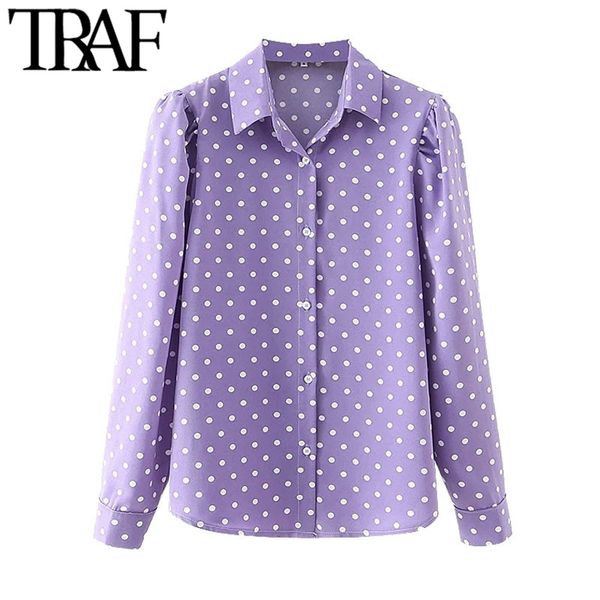 traf women fashion polka dot print blouses vintage puff sleeve button-up female shirts blusas chic 210415, White
traf women fashion polka dot print blouses vintage puff sleeve button-up female shirts blusas chic 210415, White