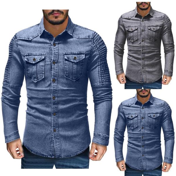 men's casual shirts long sleeve denim shirt for men pure cotton turn-down collar cowboy male blue vintage button up clothing, White;black
men's casual shirts long sleeve denim shirt for men pure cotton turn-down collar cowboy male blue vintage button up clothing, White;black