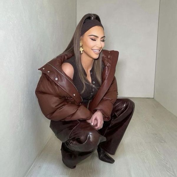 women's leather & faux cotton-padded jacket zipper stand-up collar short thickened warm coat, Black
women's leather & faux cotton-padded jacket zipper stand-up collar short thickened warm coat, Black