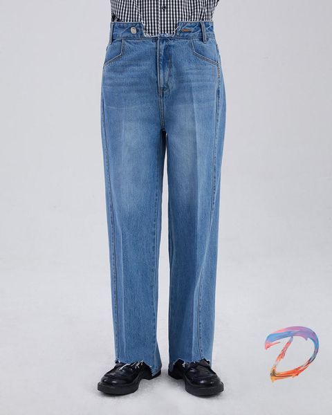 men's jeans women's adererror embroidery tassels asymmetric waist damaged trousers trend wild loose pants, Blue
men's jeans women's adererror embroidery tassels asymmetric waist damaged trousers trend wild loose pants, Blue