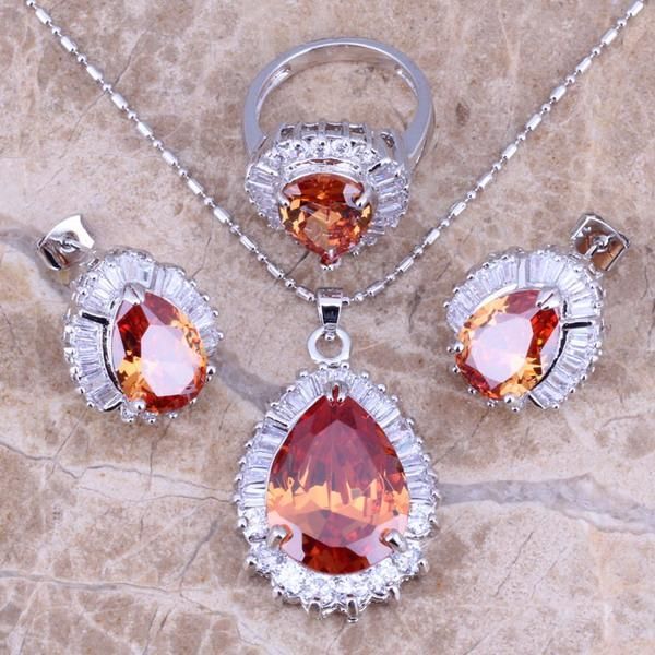 earrings & necklace champagne morganite white cz silver plated jewelry sets pendant ring size 6 / 7 8 9 10 s0103
earrings & necklace champagne morganite white cz silver plated jewelry sets pendant ring size 6 / 7 8 9 10 s0103