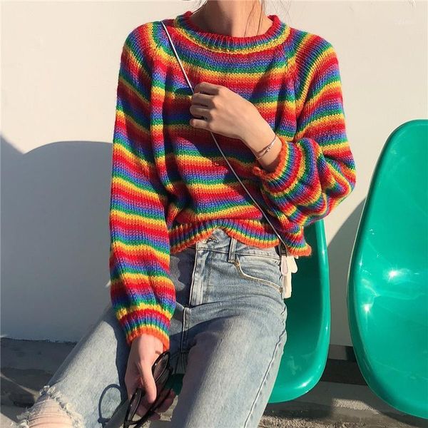 autumn style korean women sweater vintage striped rainbow sweaters female long-sleeved pullover kint mujer women's, White;black
autumn style korean women sweater vintage striped rainbow sweaters female long-sleeved pullover kint mujer women's, White;black