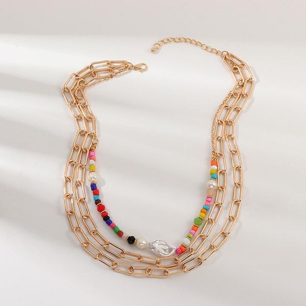 multilayer link chain necklace for women 2021 gold color bohemian clavicle necklaces choker handmade beads jewelry chains, Silver
multilayer link chain necklace for women 2021 gold color bohemian clavicle necklaces choker handmade beads jewelry chains, Silver