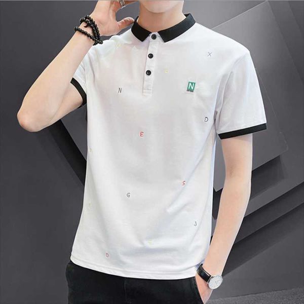 men's polos men summer fashion embroidery letter design teen youth male cloth shirts, White;black
men's polos men summer fashion embroidery letter design teen youth male cloth shirts, White;black