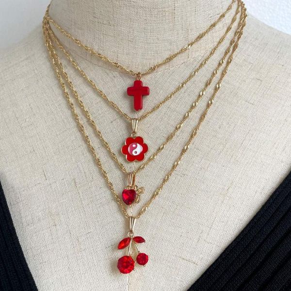 chains 2021 multi-layer heart cross red crystal pendant necklace for women gold cherry yin yang clavicle chain korean jewelry, Silver
chains 2021 multi-layer heart cross red crystal pendant necklace for women gold cherry yin yang clavicle chain korean jewelry, Silver