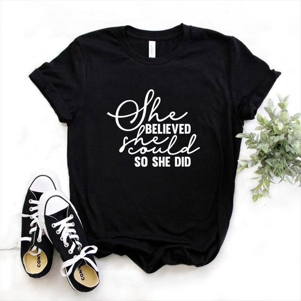 believed she could letter print womens short sleeve o neck loose ladies causal tee, White
believed she could letter print womens short sleeve o neck loose ladies causal tee, White