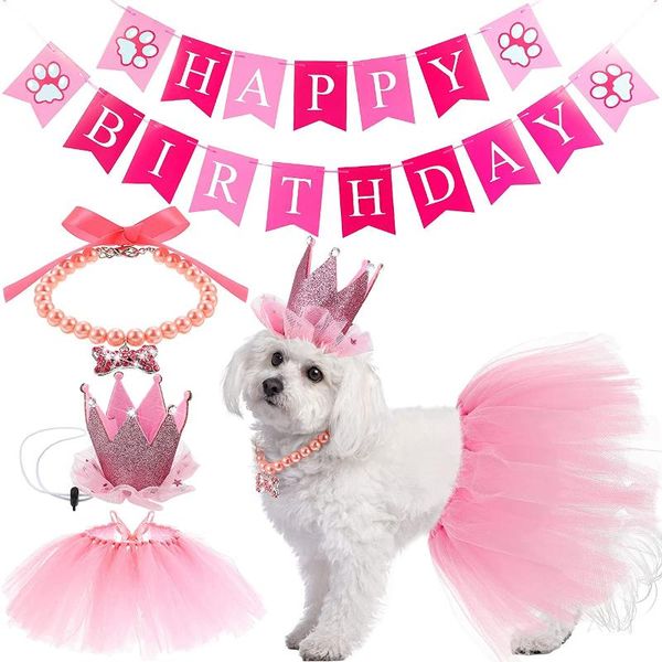 dog apparel 4 pieces cute birthday outfit with pet tutu skirt puppy pearl necklace crown hat and happy banner for
dog apparel 4 pieces cute birthday outfit with pet tutu skirt puppy pearl necklace crown hat and happy banner for