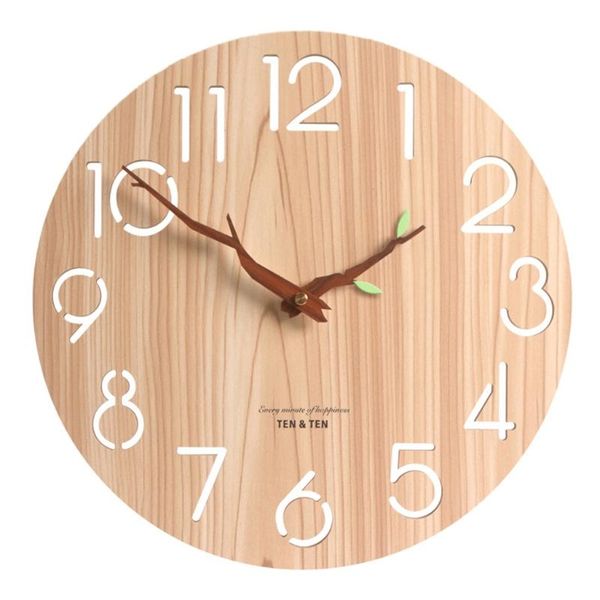 natural wooden round wall clock branchs shaped hands creative home room clocks
natural wooden round wall clock branchs shaped hands creative home room clocks