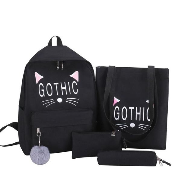 backpack women large capacity fashion simple school girl 4pcs cat canvas hand crossbody bag pencil case package
backpack women large capacity fashion simple school girl 4pcs cat canvas hand crossbody bag pencil case package