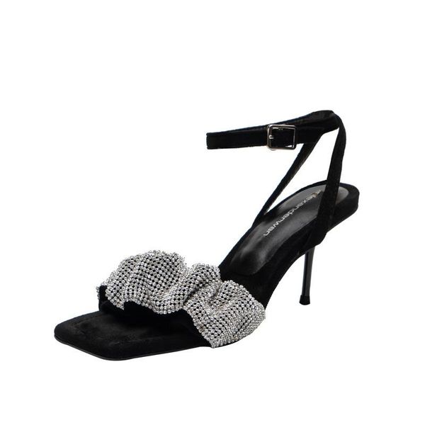 sandals 2021 one-word women's heels fine water drill summer net red fairy wind women, Black
sandals 2021 one-word women's heels fine water drill summer net red fairy wind women, Black