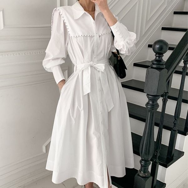 spring elegant rivet shirts dress vestidos women clothing vintage single-breasted ol work lace up casual dresses female 210518, Black;gray
spring elegant rivet shirts dress vestidos women clothing vintage single-breasted ol work lace up casual dresses female 210518, Black;gray