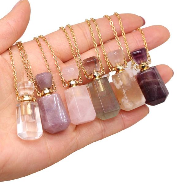 Perfume Bottle Necklace Multi-Kind Natural Stone Essential Oil Diffuser Rose Quartzs Amethysts Fluorite Jewelry Pendant Necklaces, Silver
Perfume Bottle Necklace Multi-Kind Natural Stone Essential Oil Diffuser Rose Quartzs Amethysts Fluorite Jewelry Pendant Necklaces, Silver
