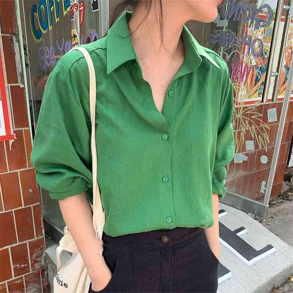 spring autumn women's blouses korean style retro lapel single-breasted casual wild loose long sleeve female gx392 210507, White
spring autumn women's blouses korean style retro lapel single-breasted casual wild loose long sleeve female gx392 210507, White