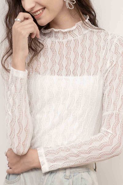 women's t-shirt white lace mesh long-sleeved t-shirt perspective in autumn and winter with temperament bottoming shirt t dwr5
women's t-shirt white lace mesh long-sleeved t-shirt perspective in autumn and winter with temperament bottoming shirt t dwr5