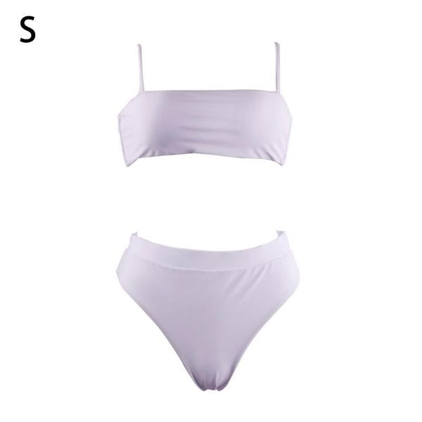 women's swimwear swimsuit bikini solid color with high waist strap women bathing suit, White;black
women's swimwear swimsuit bikini solid color with high waist strap women bathing suit, White;black