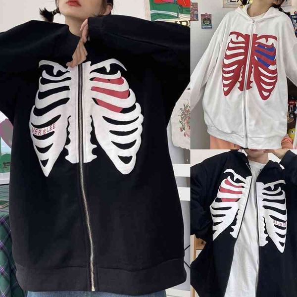 women hoodie m7dd oversized skull printing hoodies sweatshirts zip-up autumn long sleeve hooded coat goth clothing for woman teens, Black
women hoodie m7dd oversized skull printing hoodies sweatshirts zip-up autumn long sleeve hooded coat goth clothing for woman teens, Black
