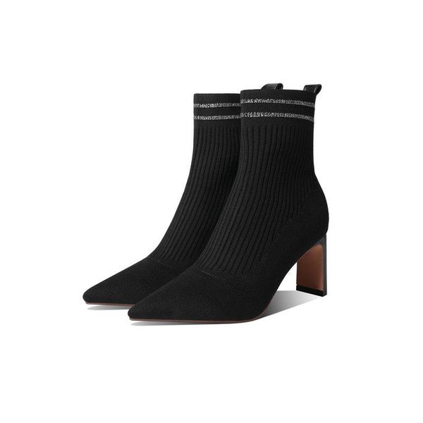 fashion round toe ankle boots cow leather knitting slip on women shoes winter square high heel short size 34-43, Black
fashion round toe ankle boots cow leather knitting slip on women shoes winter square high heel short size 34-43, Black