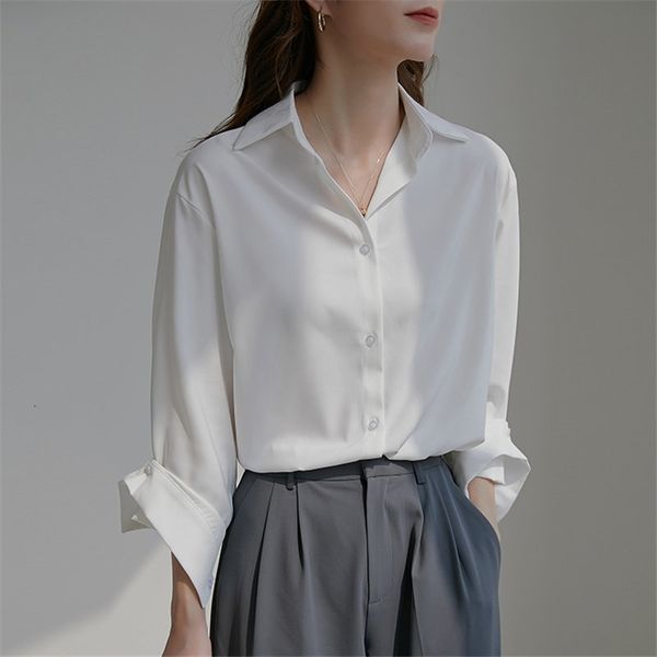 women's blouses & shirts streetwear chic casual thin femme prom summer new oversize brief loose all match office lad, White
women's blouses & shirts streetwear chic casual thin femme prom summer new oversize brief loose all match office lad, White
