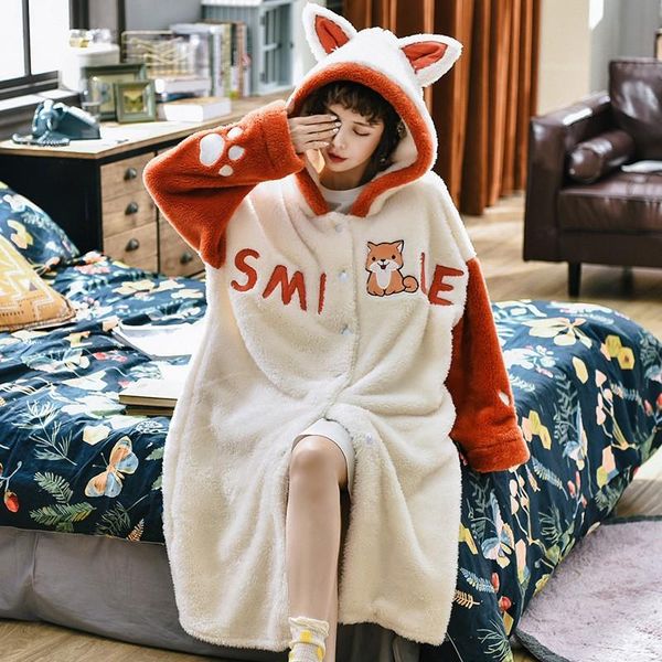 women's sleepwear winter women robe flannel hooded nightgown warm thick kimono gown femme loose casual bathrobe home clothing, Black;red
women's sleepwear winter women robe flannel hooded nightgown warm thick kimono gown femme loose casual bathrobe home clothing, Black;red