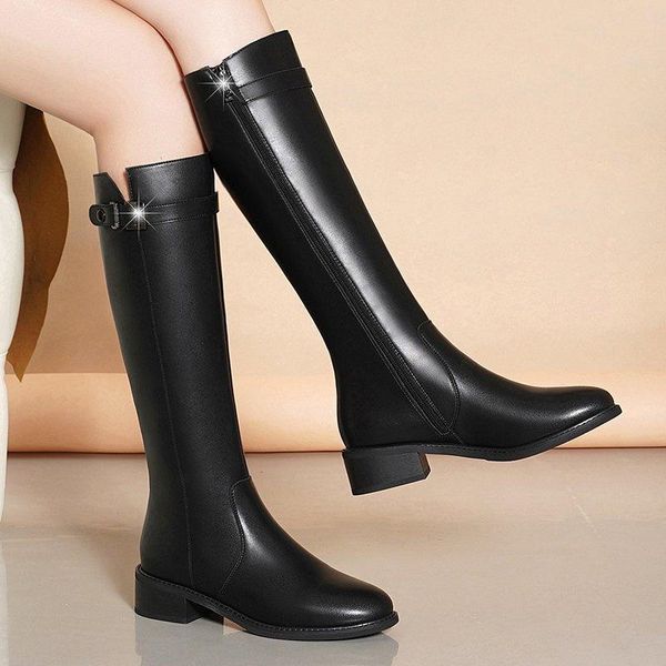 boots comfortable big size genuine leather round toe med heel riding handsome young lady streetwear fashion knee-high, Black
boots comfortable big size genuine leather round toe med heel riding handsome young lady streetwear fashion knee-high, Black