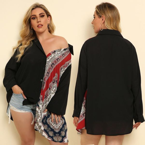 plus size t-shirt 0197 women's shirt spring fall loose long sleeves button patchwork fashion simple large 5xl casual female blouses, Black
plus size t-shirt 0197 women's shirt spring fall loose long sleeves button patchwork fashion simple large 5xl casual female blouses, Black