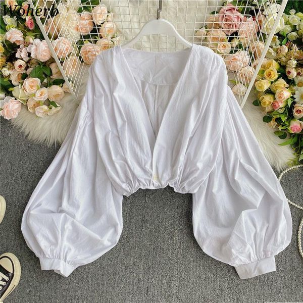 women's blouses & shirts woherb womens and 2021 long sleeve chic korean clothing blusas v-neck lady shirt slim waist short blouse, White
women's blouses & shirts woherb womens and 2021 long sleeve chic korean clothing blusas v-neck lady shirt slim waist short blouse, White