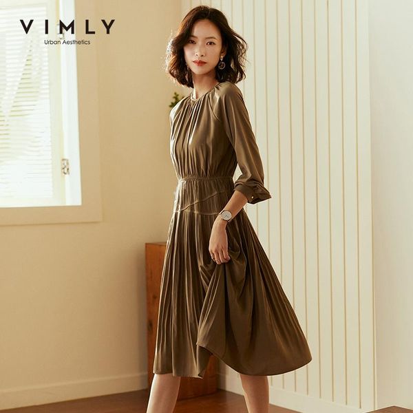 vimly women's pleated dress fashion o neck solid long sleeve high waist chiffon dresses autumn female vestidos f2003 casual, Black;gray
vimly women's pleated dress fashion o neck solid long sleeve high waist chiffon dresses autumn female vestidos f2003 casual, Black;gray