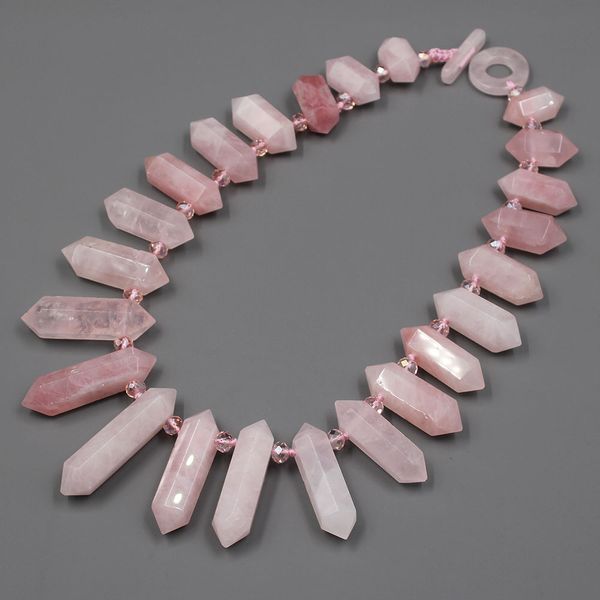 guaiguai jewelry natural pink rose quartz double terminated point real stone necklace handmade for women, Silver
guaiguai jewelry natural pink rose quartz double terminated point real stone necklace handmade for women, Silver