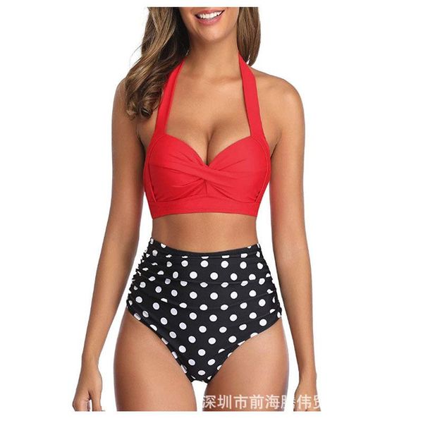women's swimwear high waist bikini halter plus size women swimsuit female set bodysuit bathing suit summer, White;black
women's swimwear high waist bikini halter plus size women swimsuit female set bodysuit bathing suit summer, White;black
