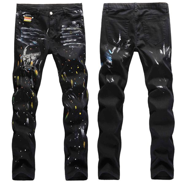 jeans high street hip hop hand painting cat beard splash ink color paint drill skull small straight man, Blue
jeans high street hip hop hand painting cat beard splash ink color paint drill skull small straight man, Blue
