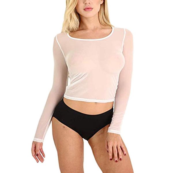 women's blouses & shirts 2021 women see through transparent sheer mesh long sleeve tee blouse clubwears shirt #30, White
women's blouses & shirts 2021 women see through transparent sheer mesh long sleeve tee blouse clubwears shirt #30, White