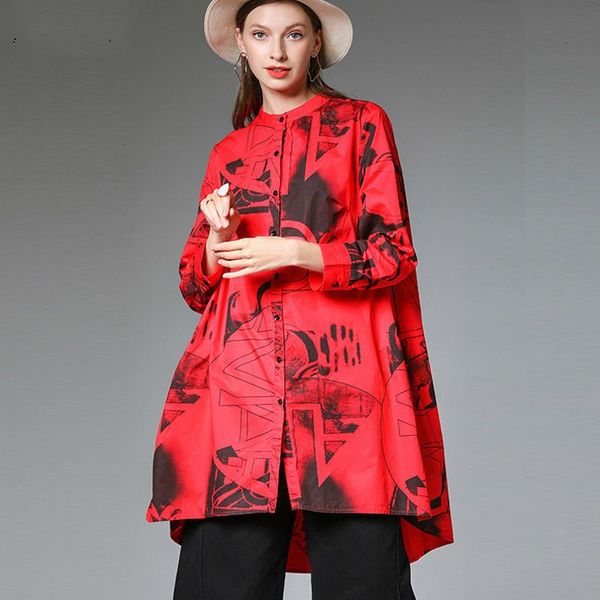 women's blouses & shirts lanmrem 2021 autumn and winter products loose mid-length round neck irregular print cotton long-sleeved shirt, White
women's blouses & shirts lanmrem 2021 autumn and winter products loose mid-length round neck irregular print cotton long-sleeved shirt, White