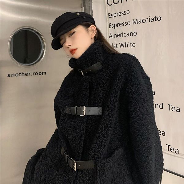 women's fur & faux winter woman long sleeve loose lamb wool jacket korean version warm fashion stand-up collar streetwear female tide g, Black
women's fur & faux winter woman long sleeve loose lamb wool jacket korean version warm fashion stand-up collar streetwear female tide g, Black