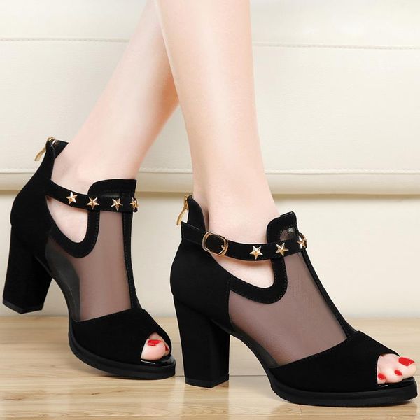fish mouth high heels women's mesh sandals summer 2021 thick hollow spring boots and autumn shoes leather peep toe, Black
fish mouth high heels women's mesh sandals summer 2021 thick hollow spring boots and autumn shoes leather peep toe, Black