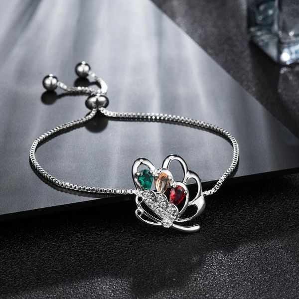 link, chain comes unique butterfly design green champagne & red cz silver bracelet fashion women wedding jewelry engagement party gift, Black
link, chain comes unique butterfly design green champagne & red cz silver bracelet fashion women wedding jewelry engagement party gift, Black