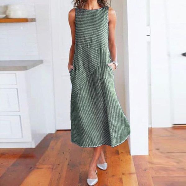 casual dresses women striped print dress sleeveless neck linen pocket long loose vestidos verano 2021 #g3, Black;gray
casual dresses women striped print dress sleeveless neck linen pocket long loose vestidos verano 2021 #g3, Black;gray